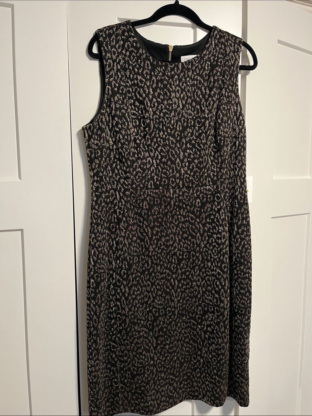 Calvin Klein Black Dress with Gold Print Midi